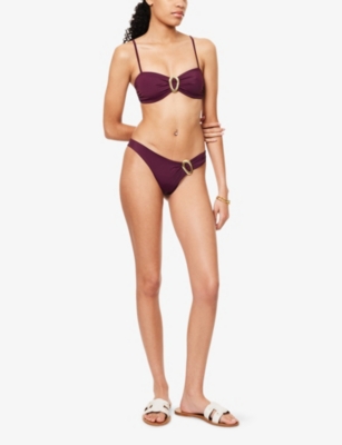 Away That Day Womens Cabo Verde Embellished Bikini Bottoms Plum