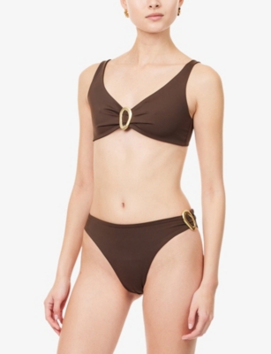 Away That Day Womens Samoa Halter-neck Bikini Top Espresso Xs In Brown