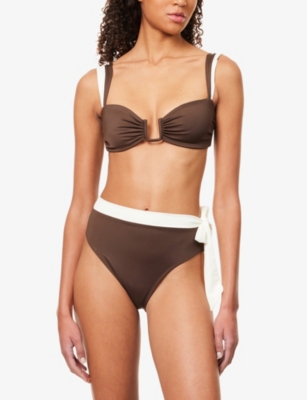 Away That Day Womens Espresso/ivory Cannes Bikini Top