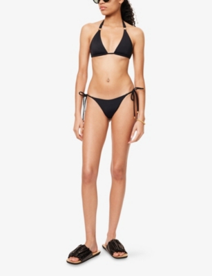 Away That Day Womens Black Catania Lace-up Bikini Bottoms