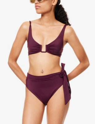 Away That Day Womens Palma Plunge Bikini Top Plum Xs