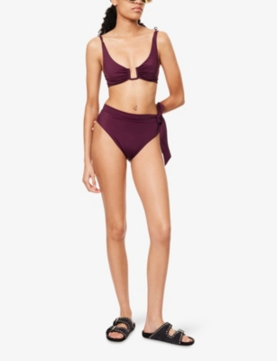 Away That Day Womens Tahiti High-rise Bikini Bottoms Plum