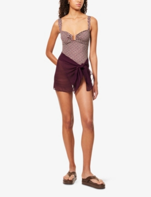 Away That Day Womens Plum Sicily Woven Mini Sarong