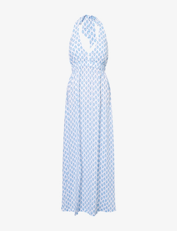 La Croissette Halterneck Woven Maxi Dress