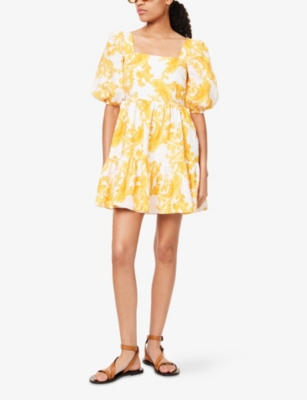 Heidi Klein Womens Mandelieu Square-neck Linen Mini Dress Prt-prt