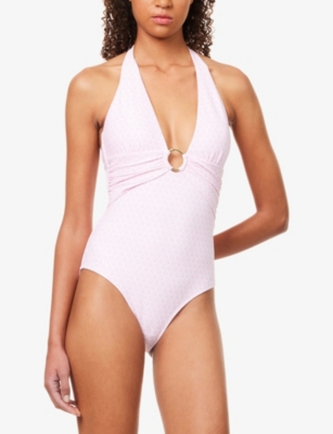 Heidi Klein Womens Prt-prt Cap Ferrat Ring Halterneck Swimsuit