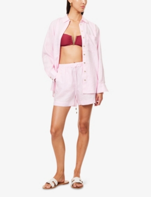 HEIDI KLEIN: Baie De Cassis Mid-Rise Linen Shorts