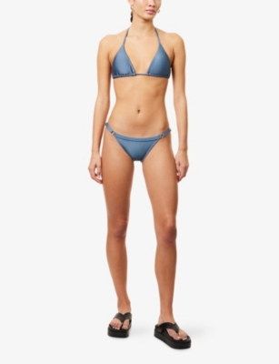 Gracejacob Womens Navy Shimmer Adjustable Bikini Bottoms Xs In Blue