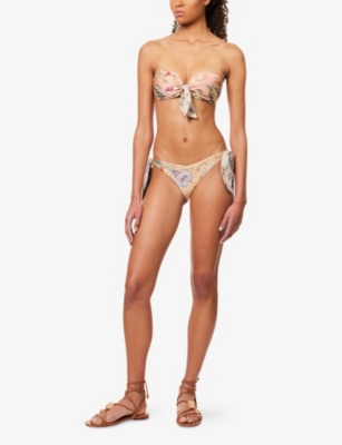 Zimmermann Womens Tan Multi Floral Coco Scarf-tie Bikini Bottoms