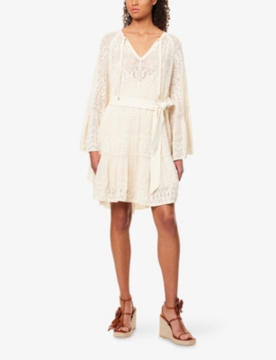 Zimmermann Womens Cream Coco Pointelle Lace Knitted Dress