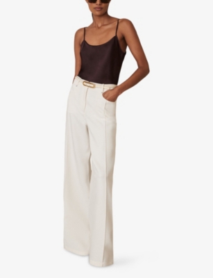 Reiss Womens Corey Silk Cami Top Burgundy In Brown