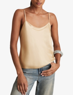 Reiss Womens Gold Corey Silk Cami Top In Neutral