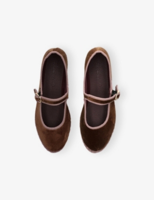 Flabelus Brown Kids' Balthasar Velvet Ballet Flats Eur 24 / 7 Uk In Brown