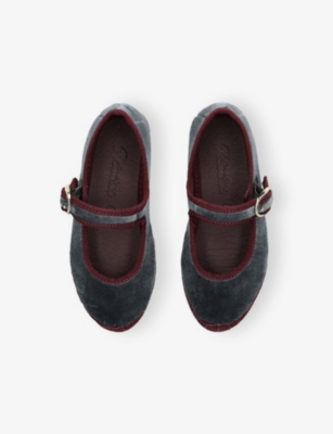 Flabelus Velvet Georgina Mary Janes In Gray
