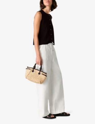 Whistles Leona Linen Blend Trouser In White