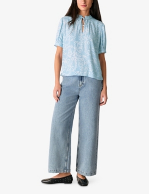 Whistles Womens Multi-coloured Graphic-print Tie-neck Woven Blouse In Multi-coloured