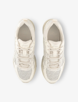 Asics Womens Cream Pure Silver Gel-nunobiki Faux-leather And Mesh Low-top Trainers