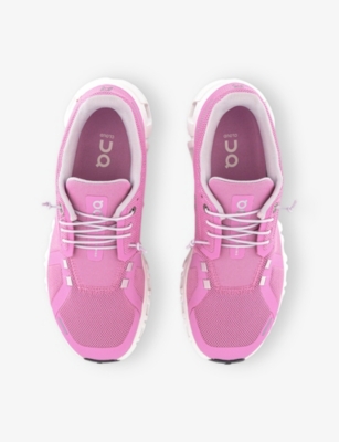 ON-RUNNING WOMENS CLOUD 6 WOVEN TRAINERS RASPBERRY WHITE F 