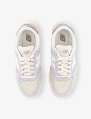 NEW BALANCE WOMENS T500 SUEDE LOW-TOP TRAINERS PEARL GREY 