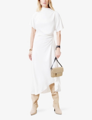 Allsaints Rosie Mock Neck Side Drape Asymmetric Maxi Dress
