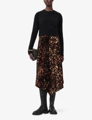 ALLSAINTS: Jax Pardus Two-In-One Woven Midi Dress