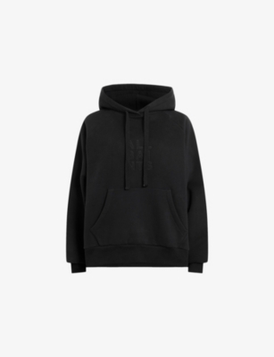 Allsaints Womens  Stacks Talon Brand-embroidered Relaxed-fit Cotton-jersey Hoody