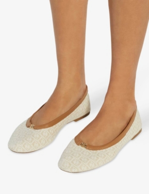 Dune Womens Cream Fabric Honestly Woven Ballet Fats Eur 36 / 3 Uk