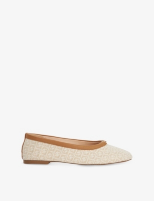 Dune Womens Cream Fabric Honestly Woven Ballet Fats Eur 36 / 3 Uk