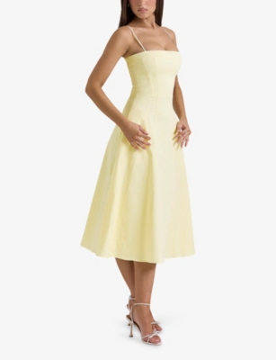 House Of Cb Womens  Dolly Square-neck Stretch-cotton Midi Dress