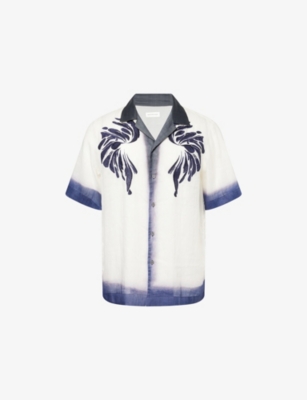 DRIES VAN NOTEN: Embroidered Short-Sleeves Woven Shirt