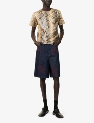DRIES VAN NOTEN: Embroidered Relaxed-Fit Denim Shorts