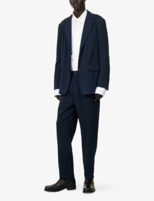 Dries Van Noten Mens Navy Twill Notch-lapels Cotton-poplin Blazer