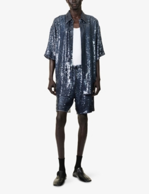 DRIES VAN NOTEN: Sequin-Embellished Drawstring Woven Shorts