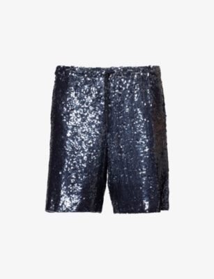 DRIES VAN NOTEN: Sequin-Embellished Drawstring Woven Shorts