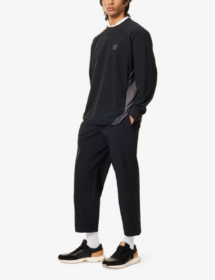 Manors Mens Gailes Crew-neck Stretch-woven Windbreaker Black In Black