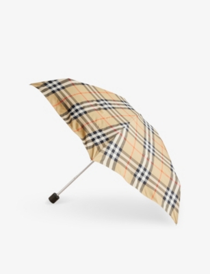 BURBERRY: Check-Print Folding Shell Umbrella