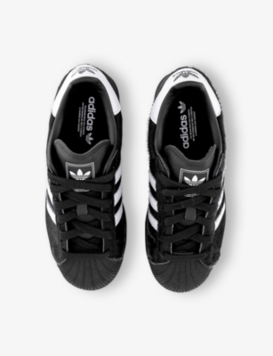 Adidas Originals Womens Adidas Superstar Ii Pony-hair Leather Low-top Trainers In Core Black Pony