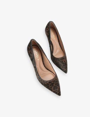 Carvela Womens Blk/brown Pompeii Leopard Heeled Leather Courts Eur 38/5 Uk In Brown
