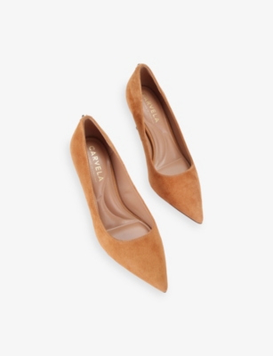 Carvela Womens Camel Pompeii Heeled Suede Courts Eur 39 / 6 Uk In Brown