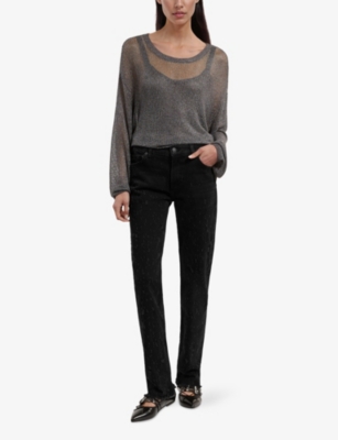 THE KOOPLES WOMENS THE KOOPLES STRAIGHT-LEG SLIM-FIT LOW-RISE STRETCH-DENIM JEANS 