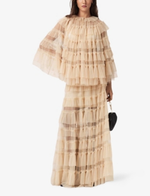 ALLSAINTS: Aude Ruffle Woven Cape