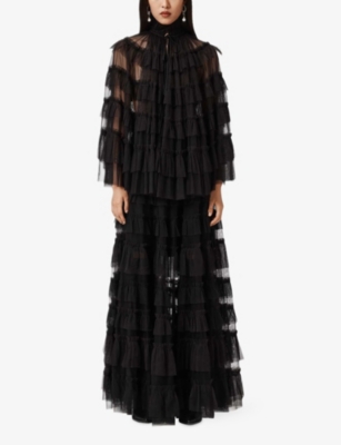 ALLSAINTS: Aude Ruffle Woven Maxi Skirt