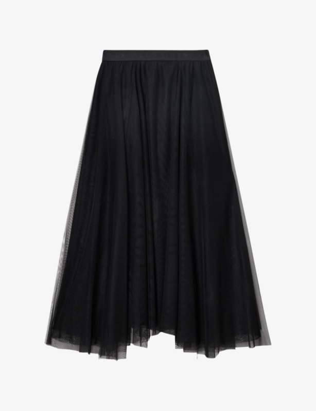 Ally Pointed-Hem Tulle Midi Skirt