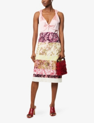 DRIES VAN NOTEN: Floral Mid-Waist Stretch-Woven Midi Skirt