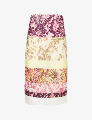 DRIES VAN NOTEN: Floral Mid-Waist Stretch-Woven Midi Skirt