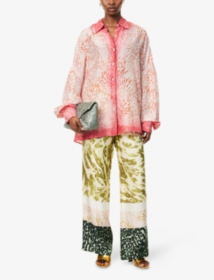 DRIES VAN NOTEN: Abstract Long-Sleeves Silk Shirt