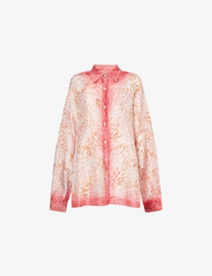 DRIES VAN NOTEN: Abstract Long-Sleeves Silk Shirt