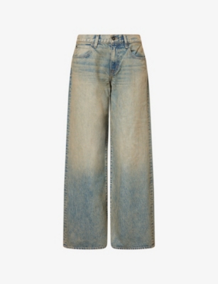 Shop Slvrlake Womens Mica Wide-leg Denim Jeans Indigo Rust