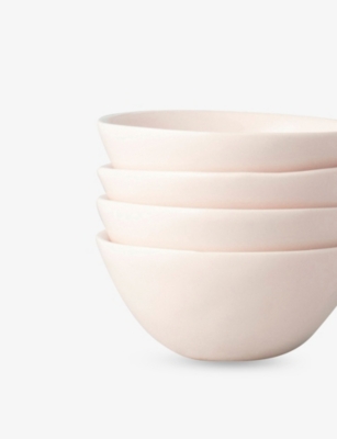 Fable Little Ceramic Stoneware Bowls Set Of Four In Blush Pink