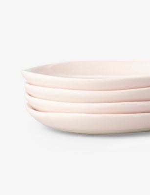 Fable Little Ceramic Stoneware Plates Set Of Four In Blush Pink